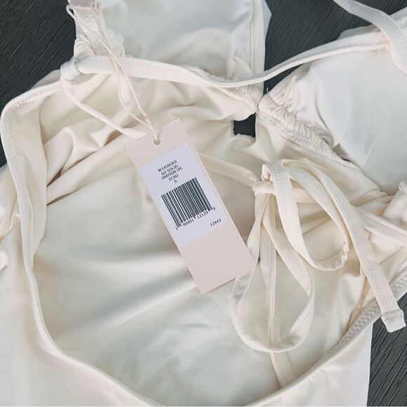 🤍 NWT Eberjey Grayson Ruffle One Piece Bathing Suit, Ecru Size S - Picture 6 of 9
